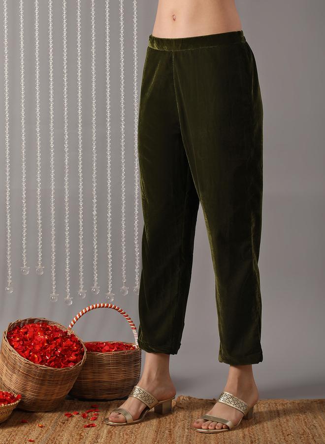 globus Women Green Ethnic Print Straight Kurta with Pant and Dupatta Set - Image 4